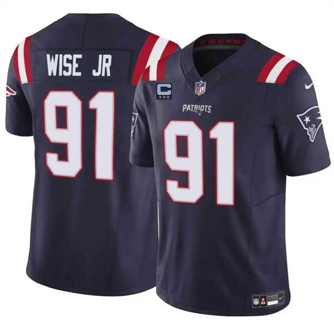 Men & Women & Youth New England Patriots #91 Deatrich Wise Jr Navy F.U.S.E. With 3-Star C Patch Vapor Limited Stitched Jersey->new england patriots->NFL Jersey